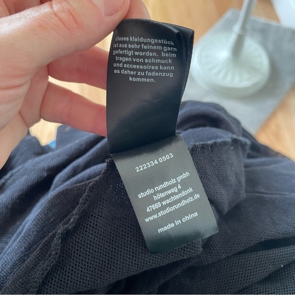 Rundholz Black Print Flock Listen Flowers Long Sleeve Mesh Cotton T-Shirt EUC S - Picture 12 of 12